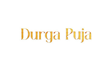 Golden Durga Puja Title PNG with Transparent Background