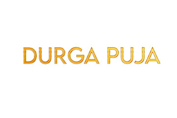 Golden Durga Puja Title PNG with Transparent Background