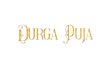 Golden Durga Puja Title PNG with Transparent Background