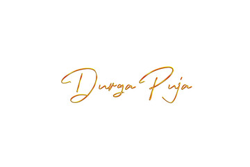 Golden Durga Puja Title PNG with Transparent Background