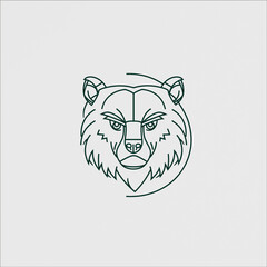 simple bear mascot logo monoline style white background