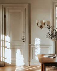 An elegant interior in Scandinavian or neoclassical style.  