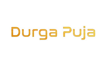 Golden Durga Puja Title PNG with Transparent Background