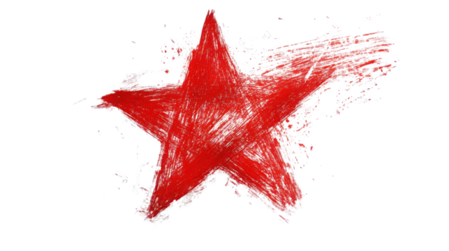Grunge scribble star red marker on white background
