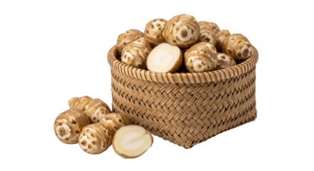 Isolated Jerusalem Artichokes in Basket