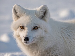 Obraz premium A white polar fox in the snow