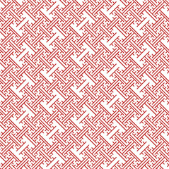 seamless pattern with red hearts, tessellation, "L"-shaped, step-like geometric elements, diagonal grid, repeating motif, interwoven movement, knot work, interlocking lines, geometric pattern, 