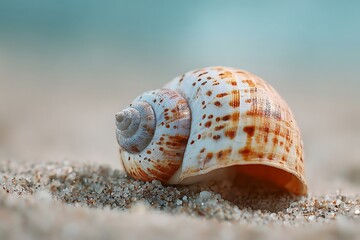 Close-Up Aesthetic Shot of Seashell on Sand with Soft Focus