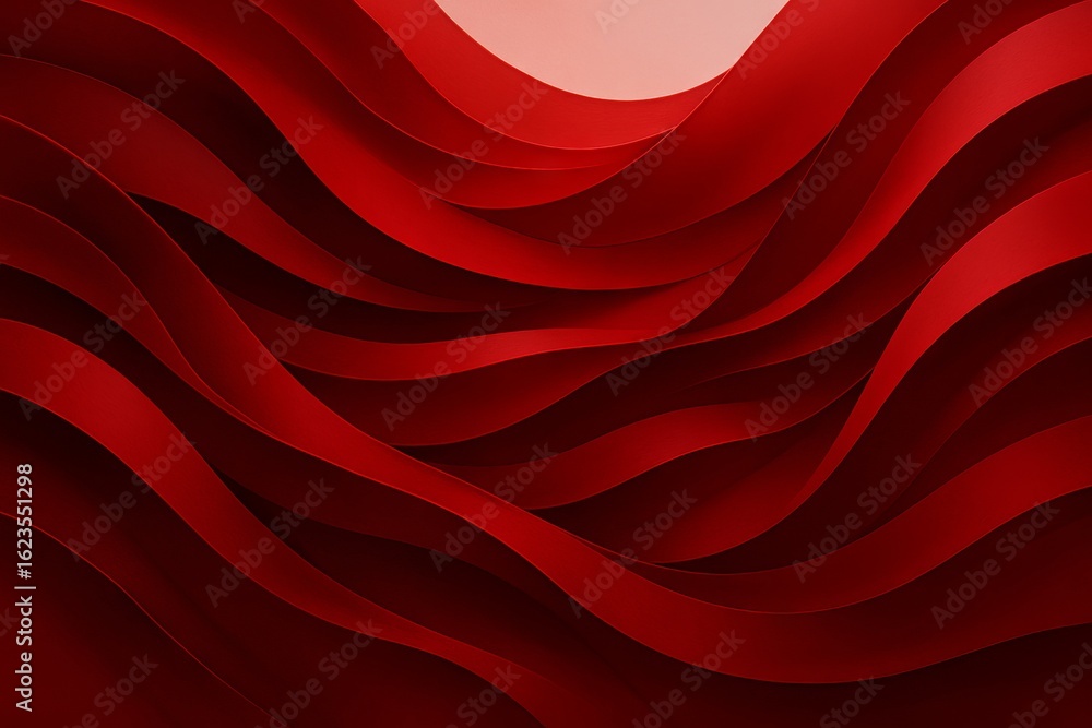Aufkleber abstract background of red ribbons with elegant waves and shapes in a modern art composition. concep