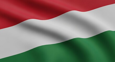Fototapeta premium The national flag of hungary waving gently, displaying its red, white, and green colors