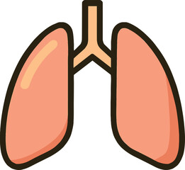 Cartoon illustration of human lungs with trachea on a white background