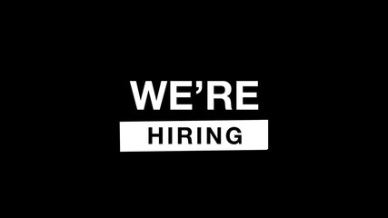 We're Hiring: A bold text design that communicates a clear message, perfect for recruitment and job postings.  - Powered by Adobe