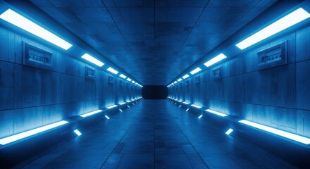 Obraz premium Futuristic, neon-lit tunnel