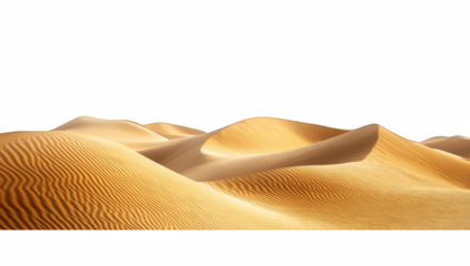 Golden sand dunes shimmer under the sun, invoking travel and adventure