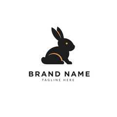 Modern Rabbit Logo Design for Company Branding with Minimalist Style and Golden Accents Ideal for Various Business Applications