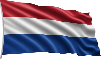 Fototapeta premium The flag of the netherlands waving in the wind isolated on a white background