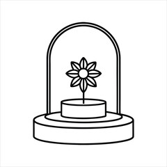 Luxury Podium with Floral Line Art Vector