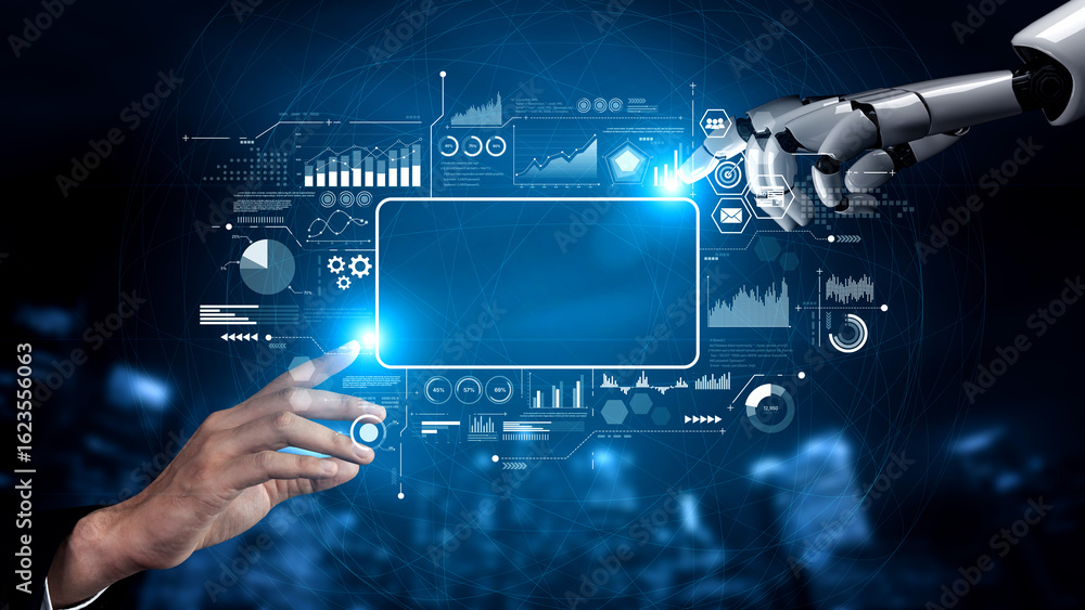 Poster AI powers data analytics with predictive insights, smart dashboards, and real-time modeling for strategic decision-making. Artificial intelligence spline