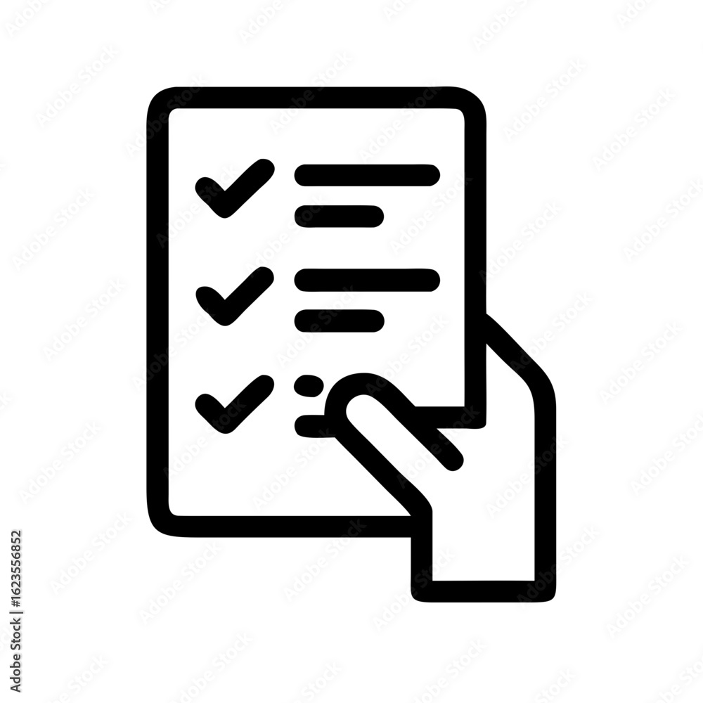 Poster checklist task management hand holding document to do list project management and planning vector ic