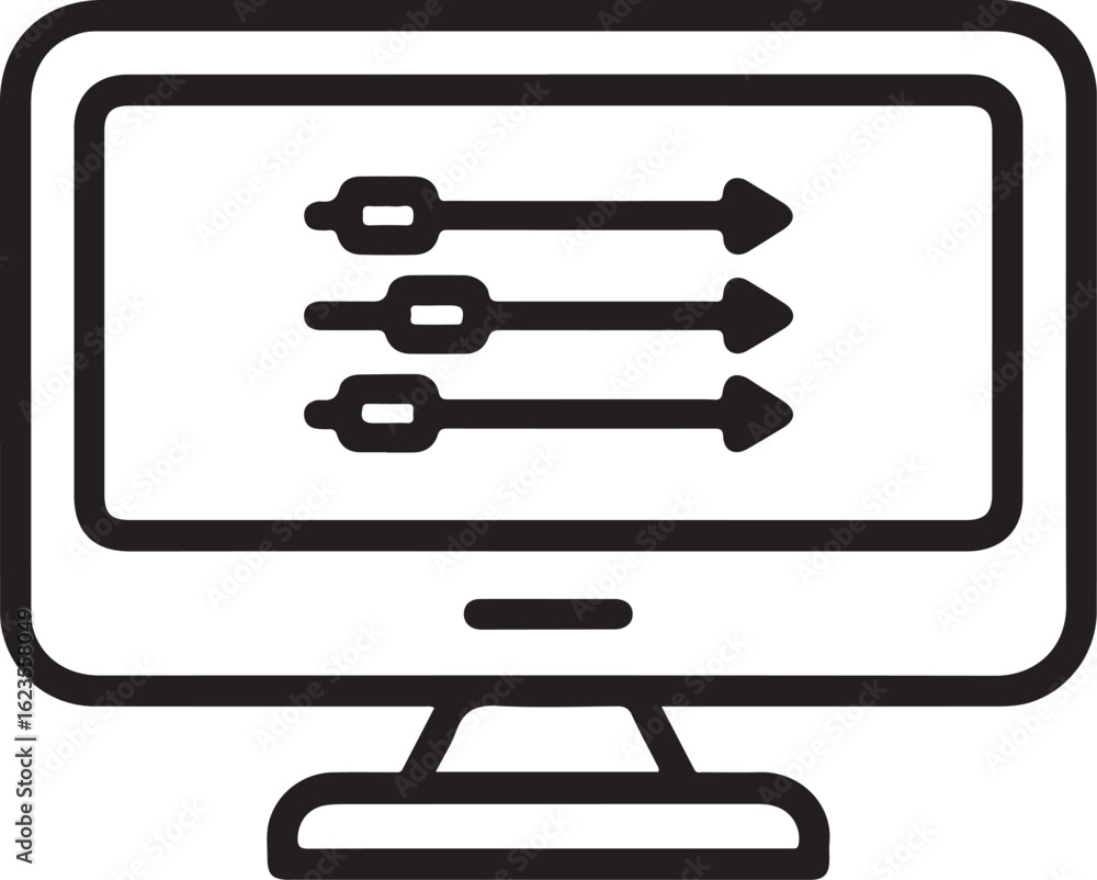 Poster computer monitor displaying sliders and settings for adjustment and customization