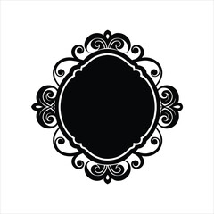 Silhouette of Ornate Vintage Frame Design Vector
