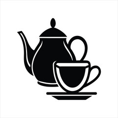 Teapot and Teacup Silhouette Vector Icon