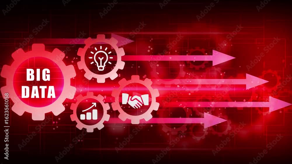 Poster businessman pressing button big data network business, communication network business people social 