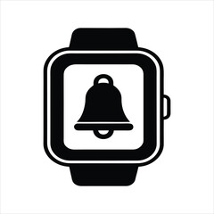 Transparent Bell Alert Symbol on Smartwatch Vector