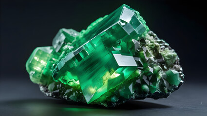 Luminous green mineral glowing under blacklight