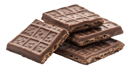 
Three chocolate wafers stacked on top of each other
