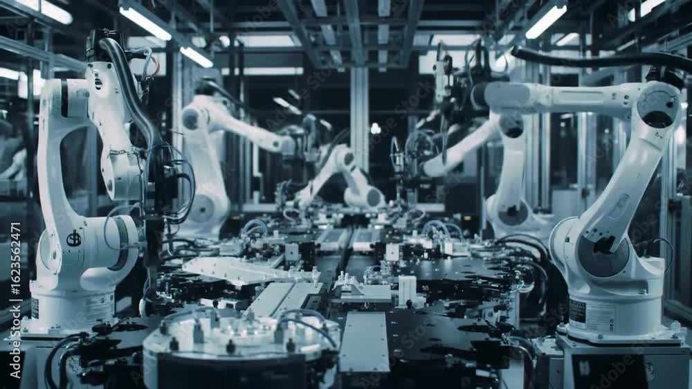 Aufkleber automated precision robotic arms in advanced manufacturing process 1.