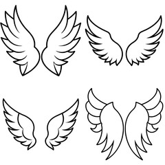 Fototapeta premium Angel Wings Coloring Page - Outline Vector Illustration for Kids and Adults