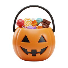 3D Pumpkin Candy Pail Filled with Halloween Sweets
