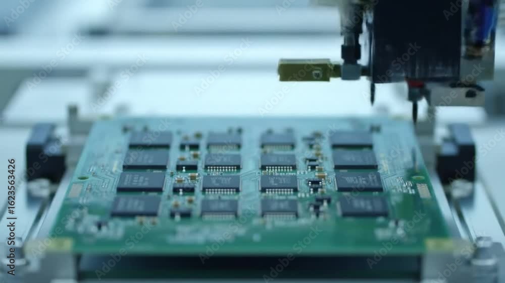 Poster automated precision circuit board assembly with robotic arm technology.
