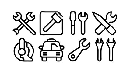 Obraz premium Auto repair tools service car maintenance mechanic wrench hammer screwdriver vehicle