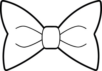 Minimalist Bow Tie Line Drawing in Black and White Outline Style