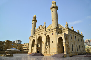 A view of the Taze Pir Mosque in Baku, Azerbaijan. This mosque is one of the city's largest.