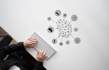 A visual of artificial intelligence network connecting AI, network, and system across a structured digital platform for seamless AI communication Latch