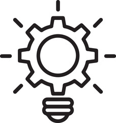 Gear and lightbulb icon representing innovation and mechanical solutions