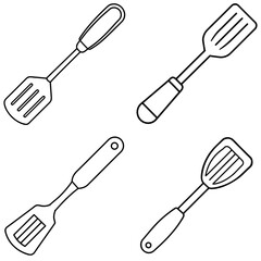 Spatula Coloring Page - Outline Vector Illustration for Kids and Adults