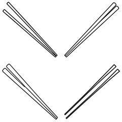 Chopsticks Coloring Page - Outline Vector Illustration for Kids and Adults