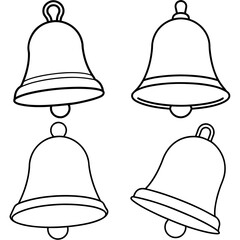  Bell Coloring Page - Outline Vector Illustration for Kids and Adults