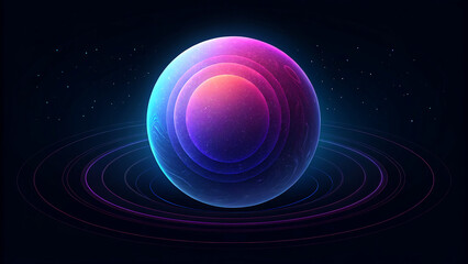 Stunning planet with glowing rings and vibrant nebula colors perfect for space exploration themes