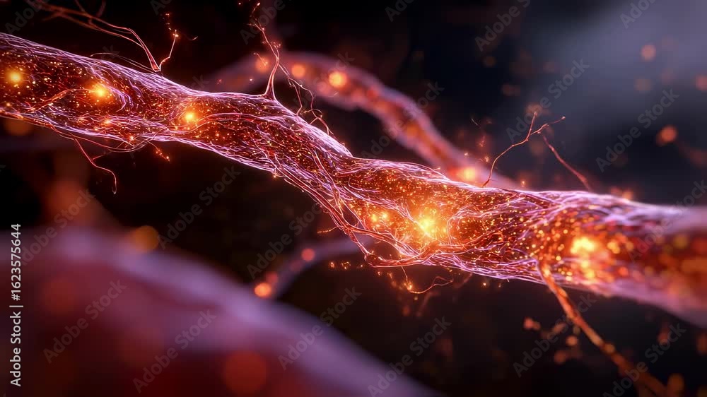 Aufkleber animated sequence of blood vessels swarming with activated immune cells while multiple joints flare 