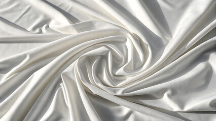 Elegant flowing white silk fabric with soft shadows creating a luxurious and smooth texture