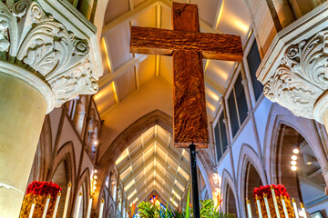 Colorful Basilica Cross St Andrew Cathedral Episcopal Church Honolulu Hawaii