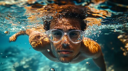 Close up of man in swimming pool