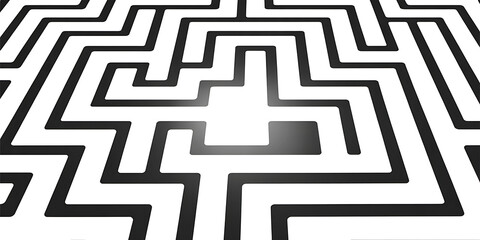 Black white maze path with begin text labyrinth
