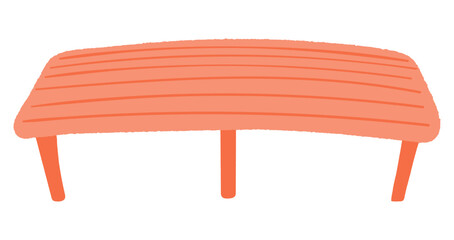 Traditional Korean bench table isolated on transparent. Hand drawn flat vector illustration. Outdoors furniture, village, rural scene, landscape design element, clip art.