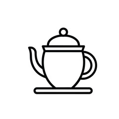Black tea  jar  outline icon on white background